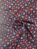 2 YD Poly/Cotton Vintage - Blue and Red Squares with Yellow Diamonds on Black