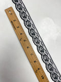 Polyester Lace Trim By-the-Yard - Black Floral Scalloped