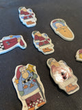 Buttons Ceramic Set of 7 - Country Santas