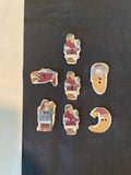 Buttons Ceramic Set of 7 - Country Santas