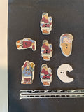 Buttons Ceramic Set of 7 - Country Santas