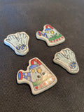 Buttons Ceramic Set of 4 - Gardening Gloves and Watering Cans