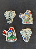 Buttons Ceramic Set of 4 - Gardening Gloves and Watering Cans