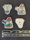 Buttons Ceramic Set of 4 - Gardening Gloves and Watering Cans