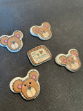 Buttons Ceramic Set of 5 - Teddy Bears