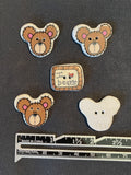 Buttons Ceramic Set of 5 - Teddy Bears