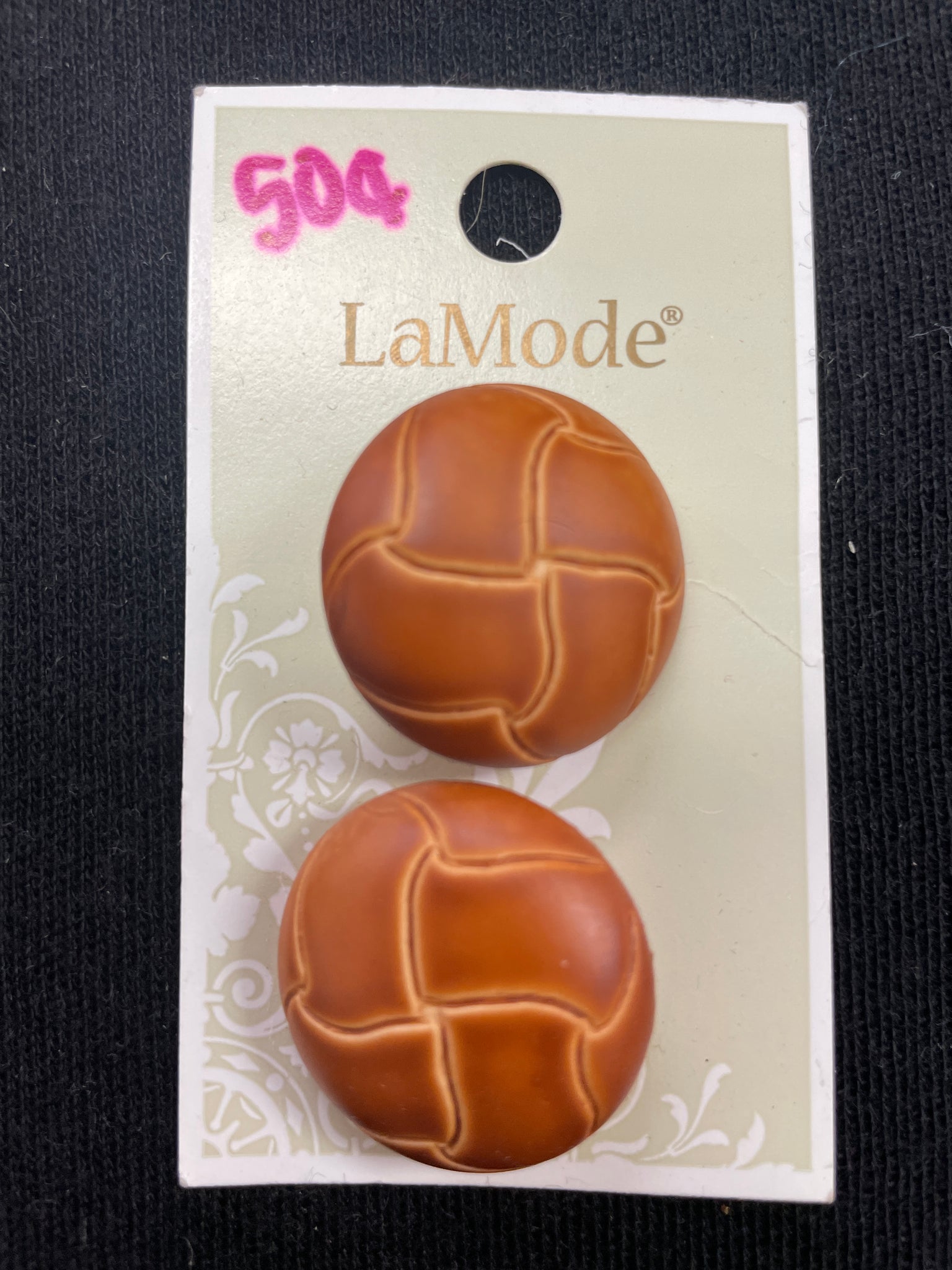 Button Plastic Set of 2 - Faux Woven Tan