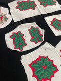 Quilting Cotton Remnants - Christmas Holly Appliques