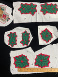 Quilting Cotton Remnants - Christmas Holly Appliques