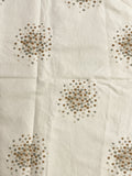 3/4 YD Cotton Embroidered Remnant - Cream with Dots in Light Gray, Dark Gray and Light Brown