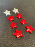Buttons Plastic Set of 8 - Red and White Stars