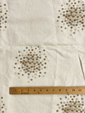 3/4 YD Cotton Embroidered Remnant - Cream with Dots in Light Gray, Dark Gray and Light Brown