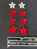 Buttons Plastic Set of 8 - Red and White Stars
