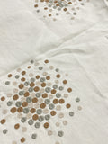 3/4 YD Cotton Embroidered Remnant - Cream with Dots in Light Gray, Dark Gray and Light Brown