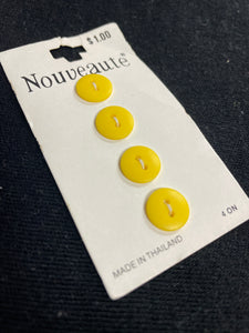 Buttons Plastic Set of 4 Vintage - Red, Yellow or Brown