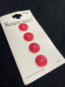 Buttons Plastic Set of 4 Vintage - Red, Yellow or Brown