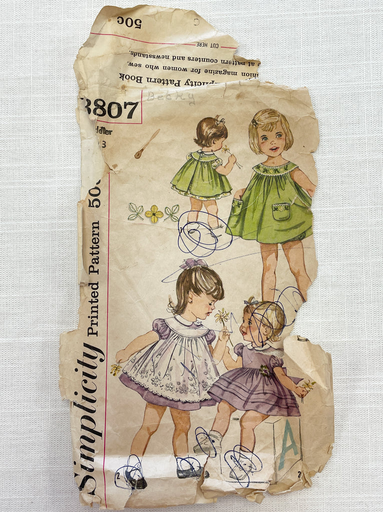 1950's Simplicity 3807 Pattern - Baby's Dress, Pinafore, Skirt and Panties