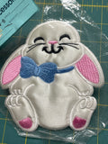 Patch Embroidered - White Satin Rabbit