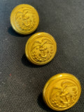 Buttons Metal Set of 3 Vintage - Brass wtih Eagle and Anchor