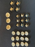 Buttons Metal Vintage - Black, Off White or Dark Navy Enamel with Gold Tone Sheild
