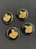 Buttons Metal Vintage - Black, Off White or Dark Navy Enamel with Gold Tone Sheild