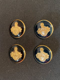 Buttons Metal Vintage - Black, Off White or Dark Navy Enamel with Gold Tone Sheild