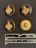 Buttons Metal Vintage - Black, Off White or Dark Navy Enamel with Gold Tone Sheild