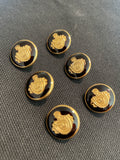 Buttons Metal Vintage - Black, Off White or Dark Navy Enamel with Gold Tone Sheild