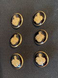 Buttons Metal Vintage - Black, Off White or Dark Navy Enamel with Gold Tone Sheild