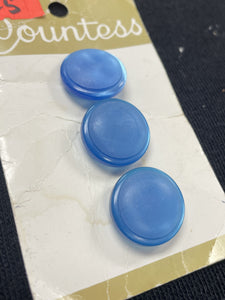 Buttons Plastic Set of 3 Vintage - Pearlescent Blue