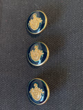 Buttons Metal Vintage - Black, Off White or Dark Navy Enamel with Gold Tone Sheild