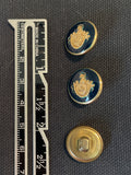 Buttons Metal Vintage - Black, Off White or Dark Navy Enamel with Gold Tone Sheild