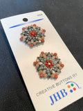 Buttons Metal Set of 2 - Beaded Hexagons