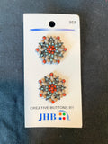 Buttons Metal Set of 2 - Beaded Hexagons