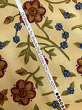 2003 4 1/8 YD Quilting Cotton - Tan and Maroon  and Blue Flowers on Golden Beige