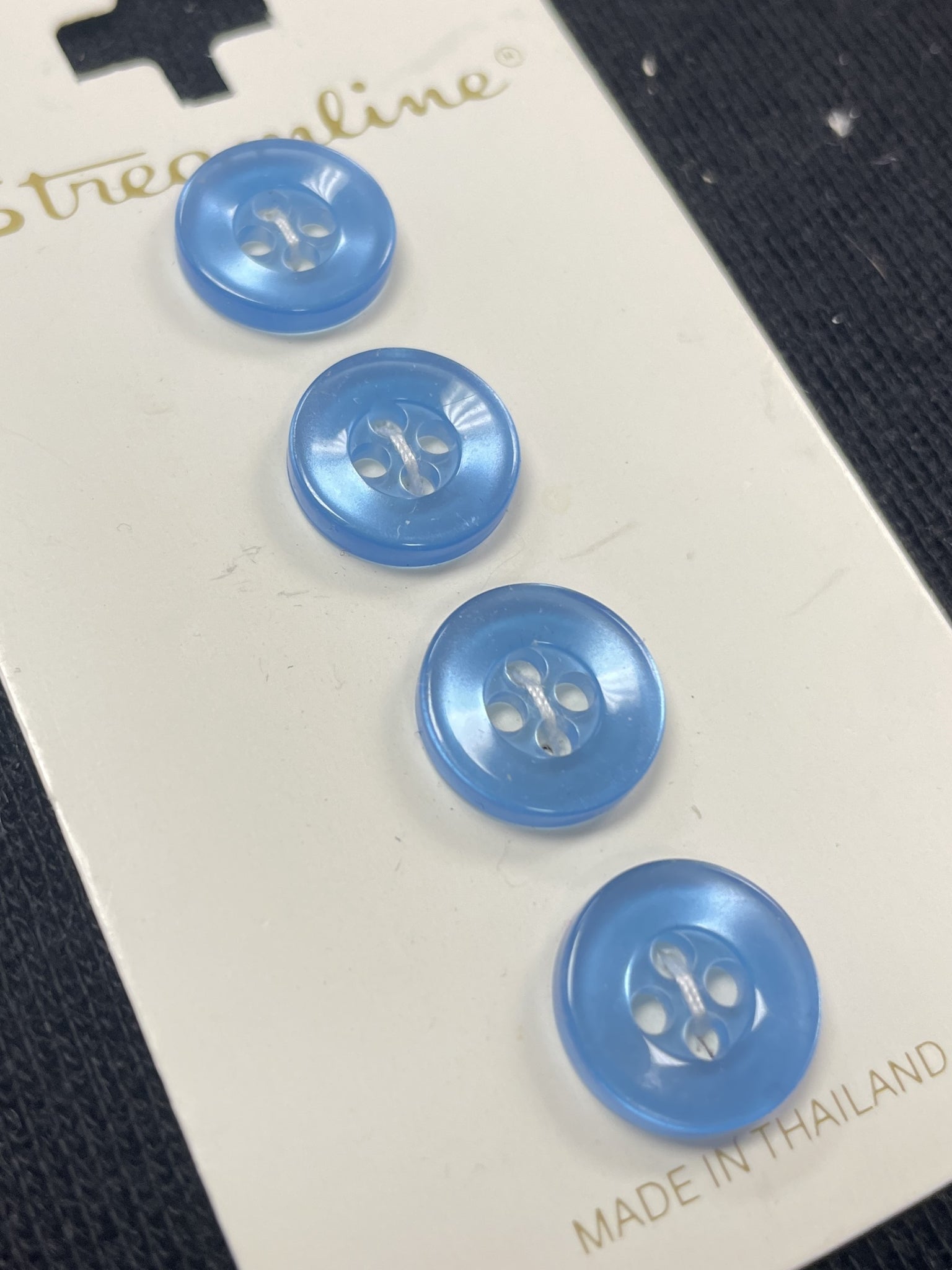 Button Plastic Set of 4 Vintage - Pearlescent Light Blue