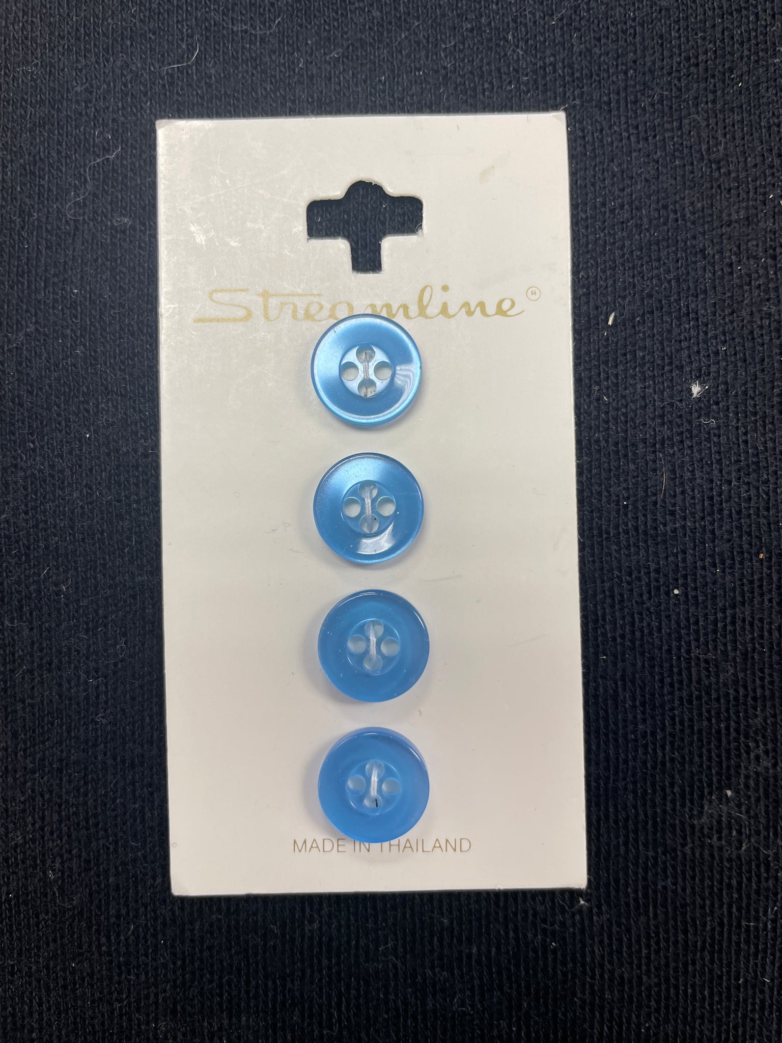 Button Plastic Set of 4 Vintage - Pearlescent Light Blue