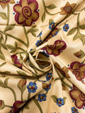2003 4 1/8 YD Quilting Cotton - Tan and Maroon  and Blue Flowers on Golden Beige