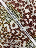 1 YD Nylon Stretch Knit Vintage - Off White with Black Houndstooth on Yellow and Brown