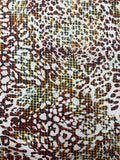 1 YD Nylon Stretch Knit Vintage - Off White with Black Houndstooth on Yellow and Brown