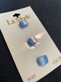 Buttons Plastic Set of 3 - Pearlescent Blue Squares