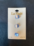 Buttons Plastic Set of 3 - Pearlescent Blue Squares