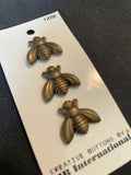 Buttons Plastic Set of 3 - Metallic Bronze Bees