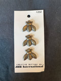 Buttons Plastic Set of 3 - Metallic Bronze Bees