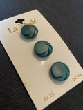 Buttons Plastic Set of 3 Vintage - Matte Green