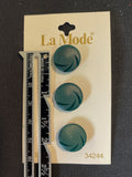 Buttons Plastic Set of 3 Vintage - Matte Green
