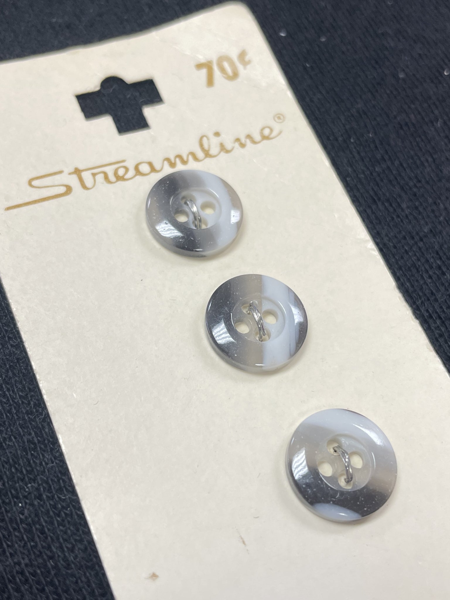 Button Plastic Set of 3 Vintage - Multi Grays