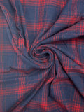 1 7/8 Cotton Flannel Yarn-Dyed Plaid - Navy Blue and Red