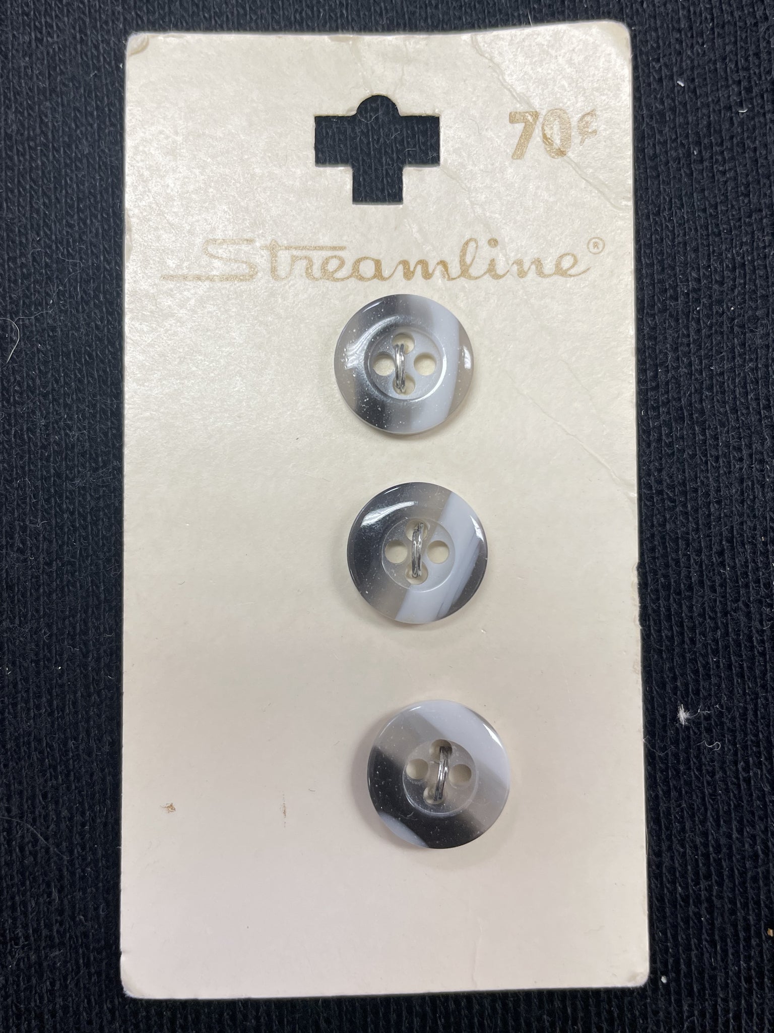 Button Plastic Set of 3 Vintage - Multi Grays