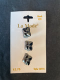 Buttons Plastic Set of 3 Vintage - Faceted Shiny Gunmetal Gray